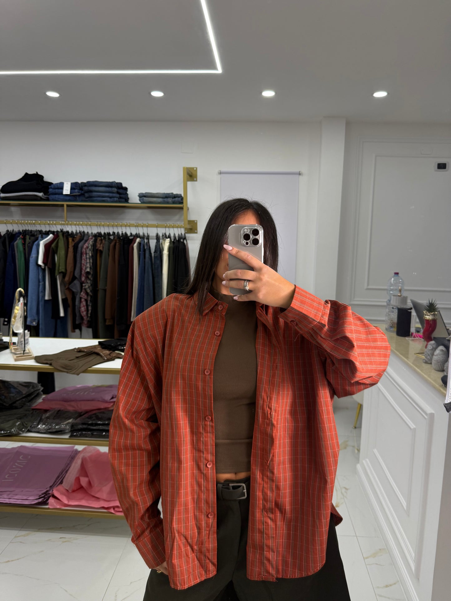 Camicia Quadri Ruggine
