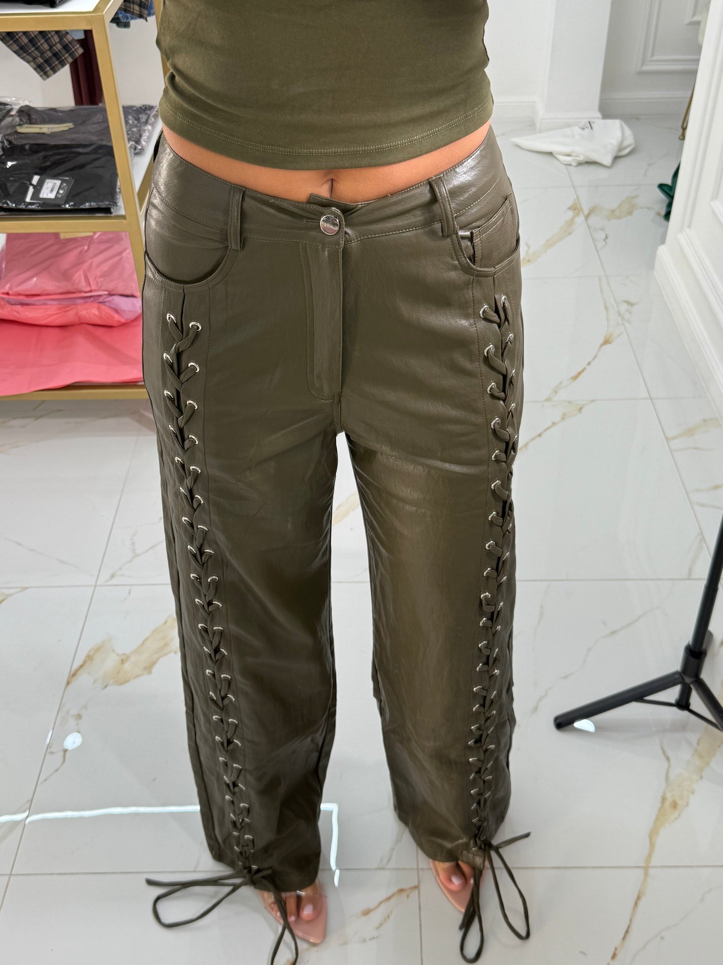 Pantalone Stringhe Olive