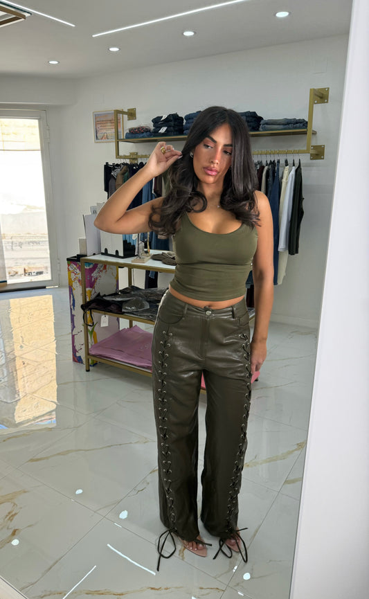 Pantalone Stringhe Olive
