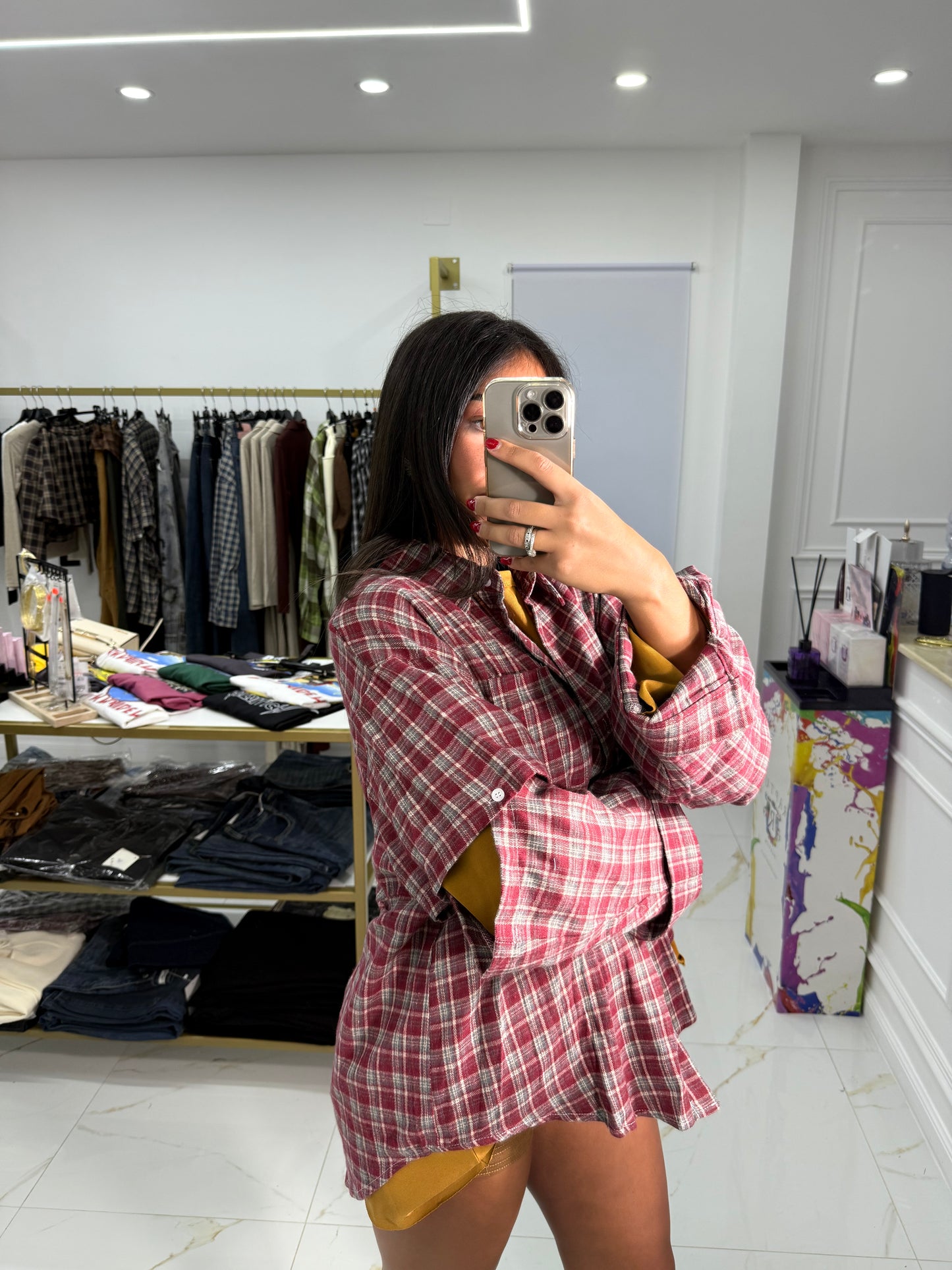 Camicia Quadri Bordeaux