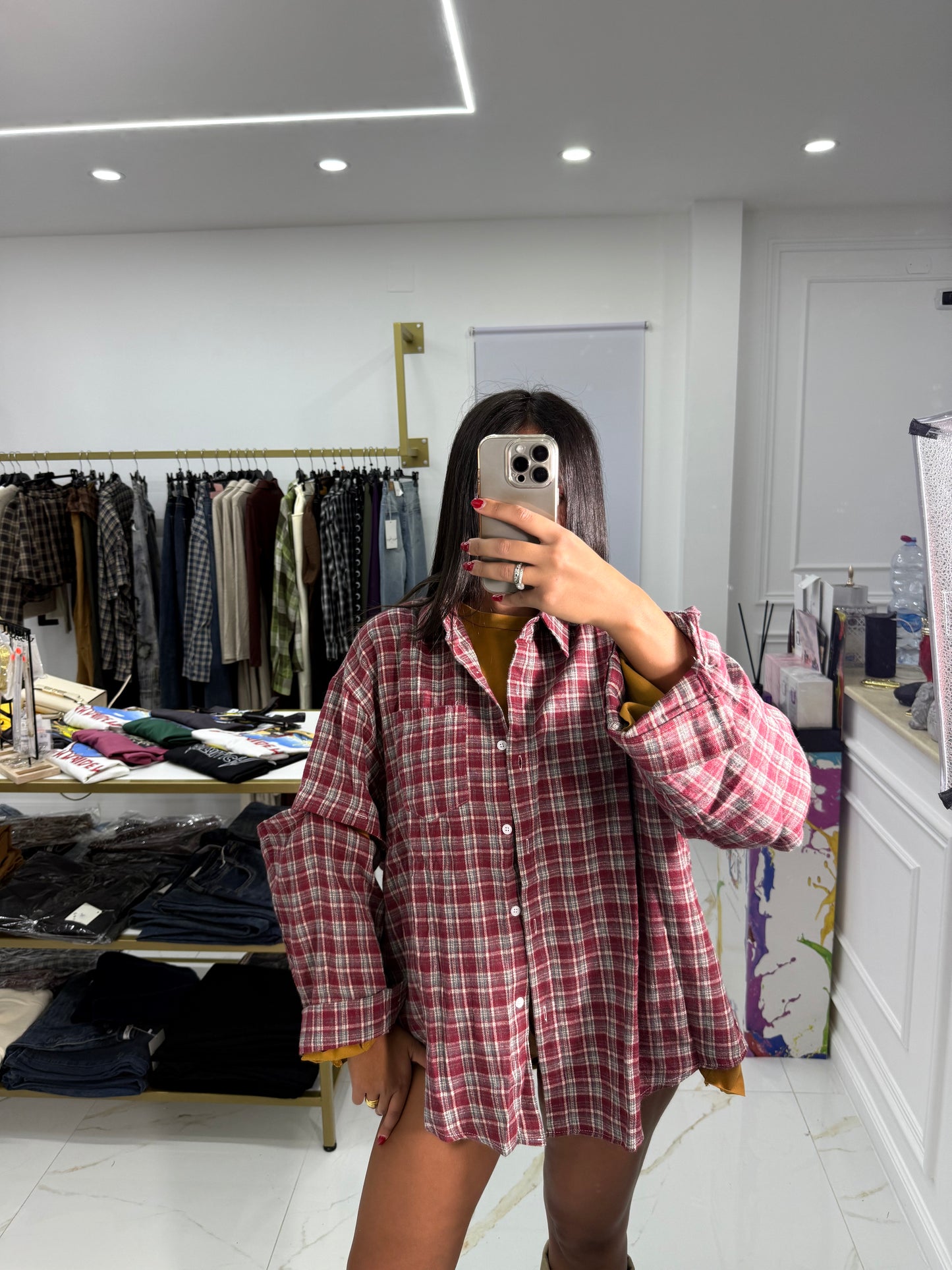 Camicia Quadri Bordeaux