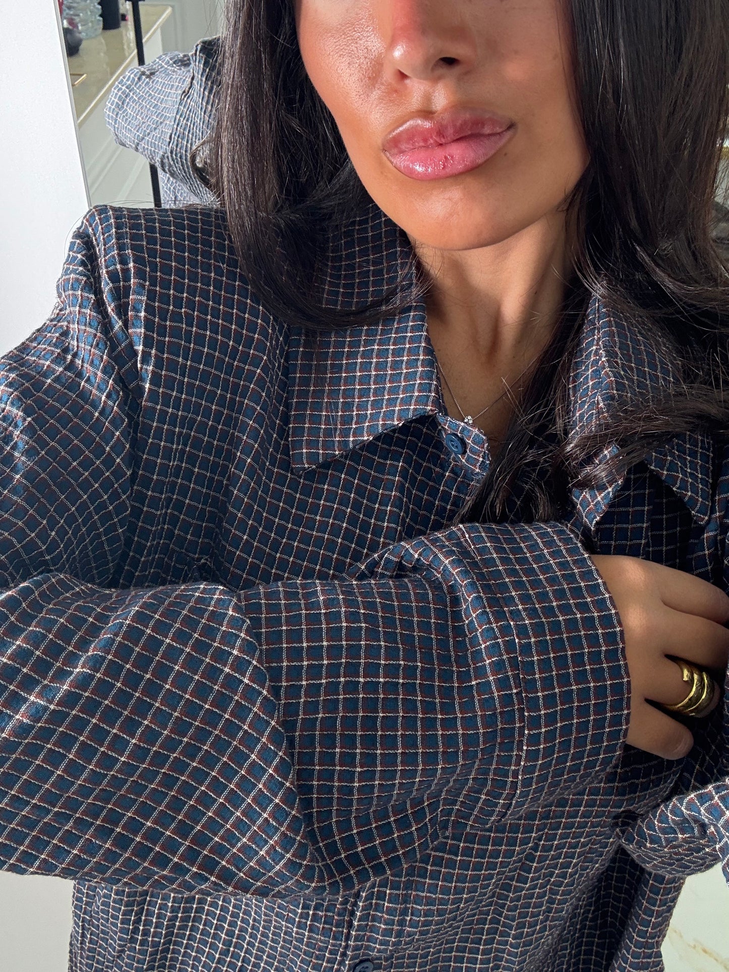 Camicia Quadri Petrolio