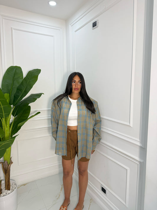 CAMICIA QUADRI AZZURRO/BEIGE