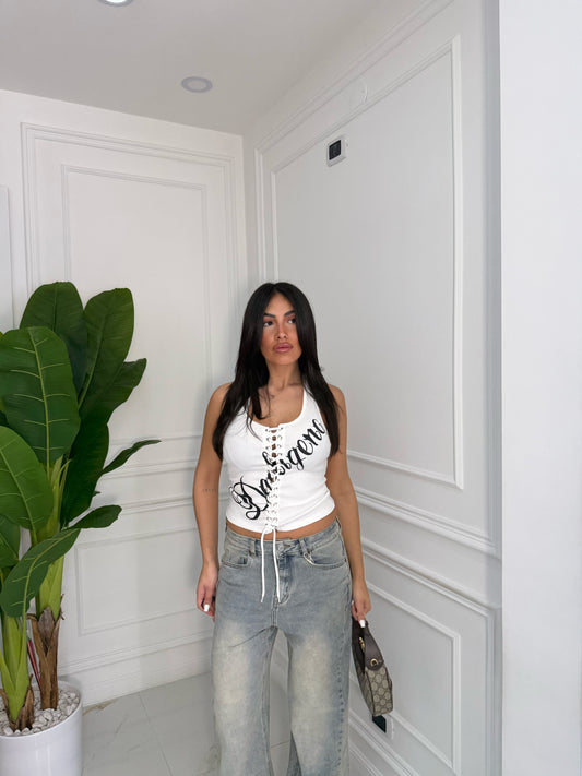 Canotta Stringhe bianca