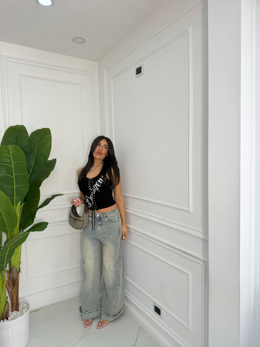 Canotta Stringhe nera