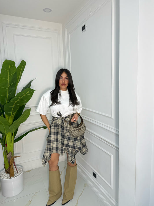 Gonna Tartan Blu/beige