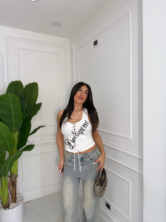 Canotta Stringhe bianca