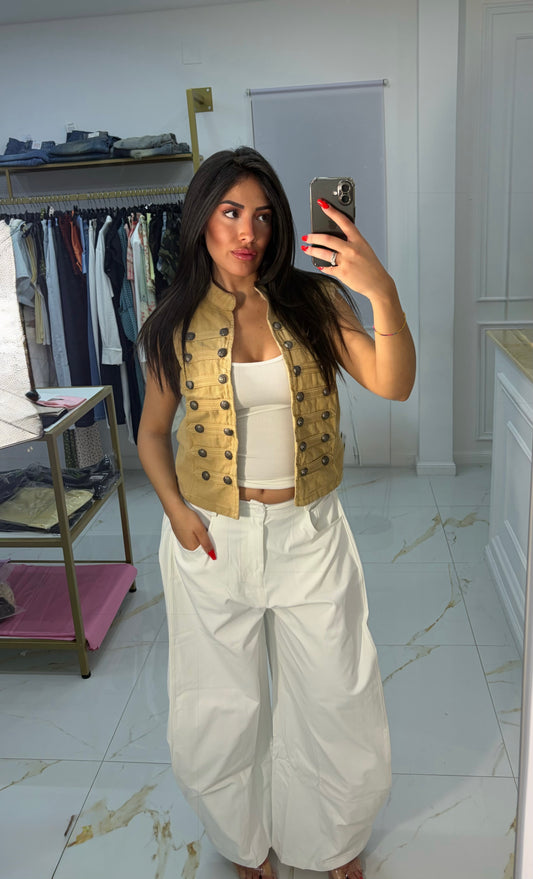 GIACCA GILET DENIM BEIGE
