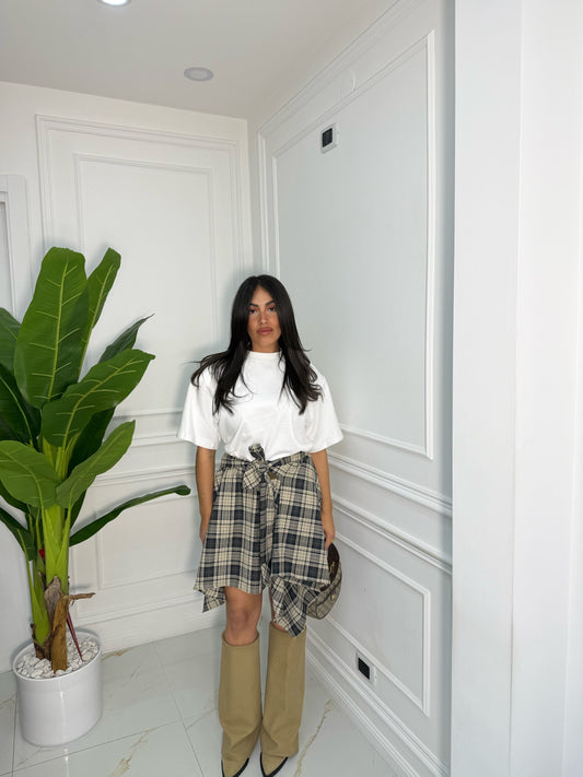 Gonna Tartan Blu/beige