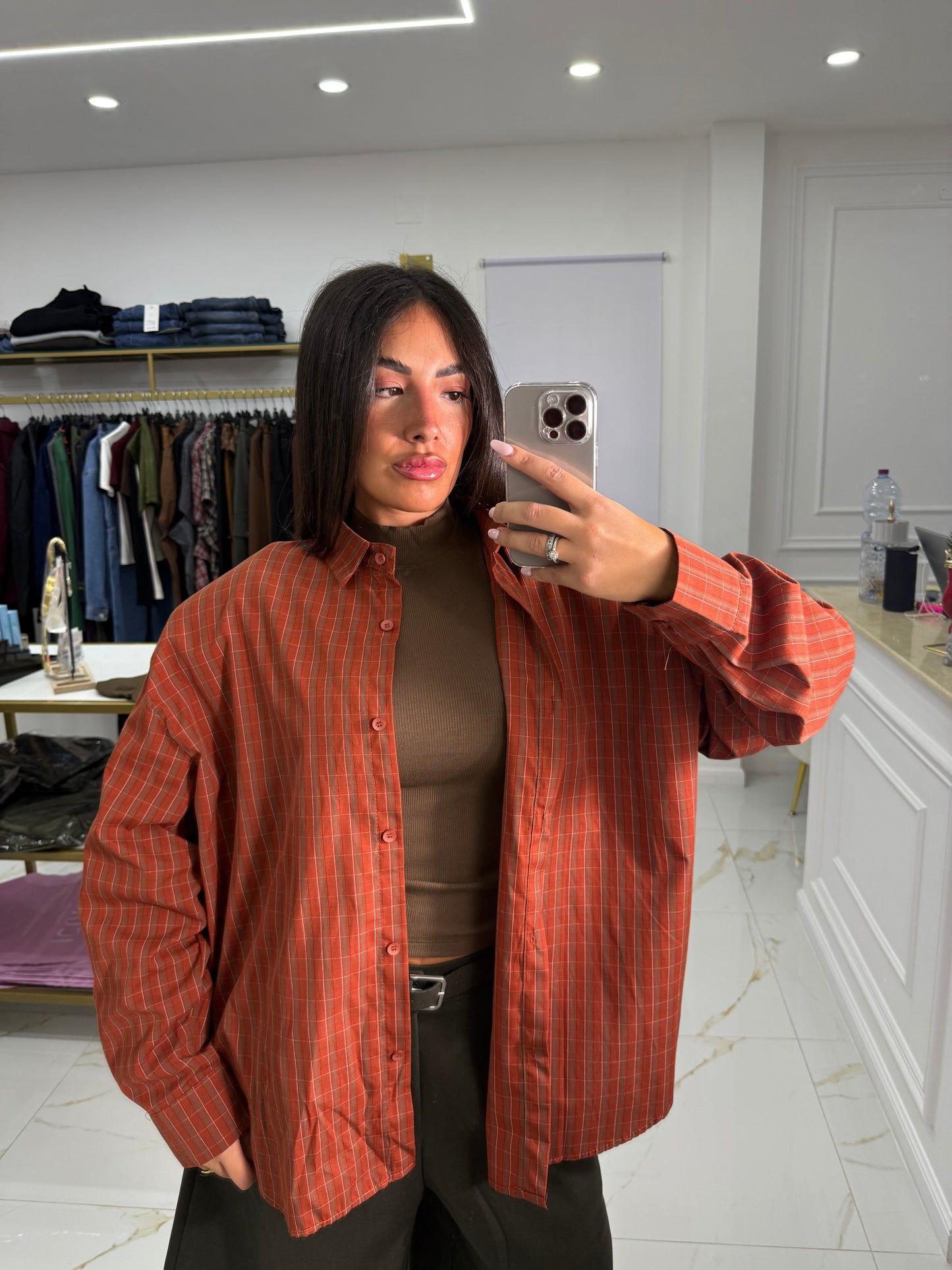 Camicia Quadri Ruggine