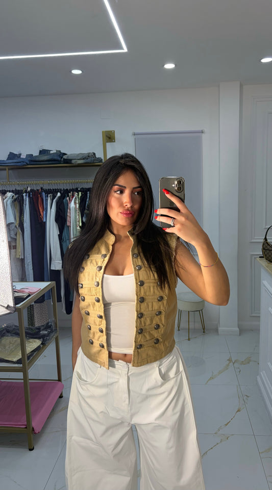 GIACCA GILET DENIM BEIGE
