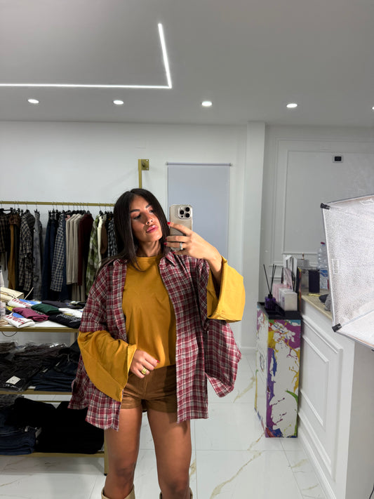 Camicia Quadri Bordeaux