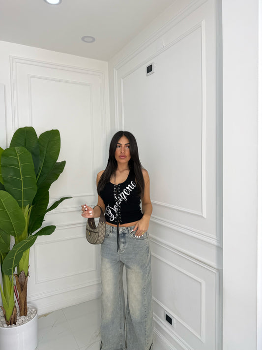 Canotta Stringhe nera