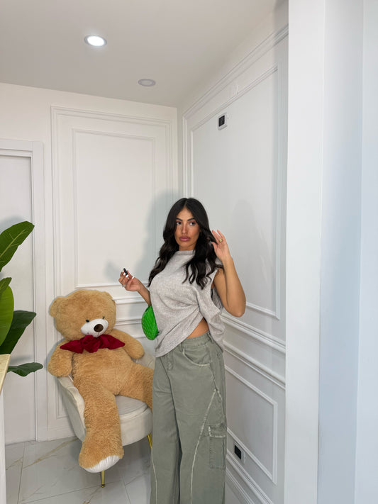 Maglia in filo con spallina Grigio